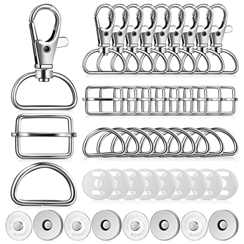 ARTIBETTER 48Stücke D Förmige Schnallen Und Drehbare Karabinerhaken Magnetische Knöpfe Und Schiebeschnallen Vielseitiges DIY Zubehör Für Taschen Und Schlüsselanhänger von Artibetter