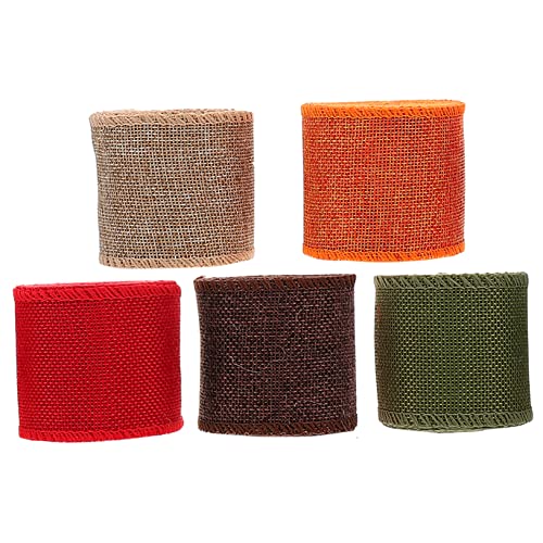 ARTIBETTER 5 Rollen Dekorative Weihnachtsbänder Farbiges Diy Geschenkband Rot Orange Grün Braun und Natur für Verpackungen und Bastelprojekte von Artibetter