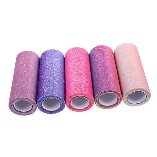 ARTIBETTER 5 Rollen Dekoratives Tüllband für Diy Bastelprojekte Bogen Haaraccessoires Regenbogenfarbverlauf Teiliges Hochwertigem Material für Verpackungen und Dekorationen von Artibetter