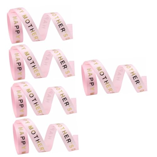 ARTIBETTER 5 Rollen Festlicher Dekorativer Gürtel Alles Zum Muttertagsband Goldband Zum Verpacken Benutzerdefiniertes Band Herstellung Metallic-gold-glitzerband Juteband Rosa Polyester von Artibetter
