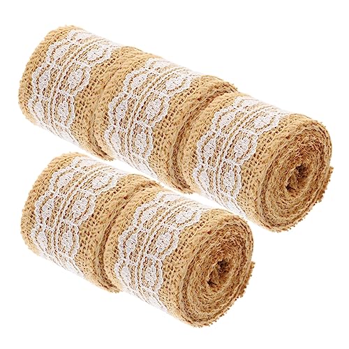 ARTIBETTER 5 Rollen Jute Spitzenband Dekoratives Zuschneidbares Geschenkband Strapazierfähigem Material für Hochzeiten Partys und Tischdekorationen Vielseitig Einsetzbar Langlebig und von Artibetter