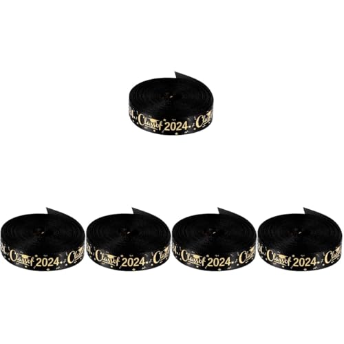 ARTIBETTER 5 Rollen Verpackungsband für die Abschlusssaison Geburtstagsband glitzerndes Goldband Schule Goldkuchenband seidenband ribbon dekoratives Band Urlaubsgeschenkband Polyester Black von Artibetter