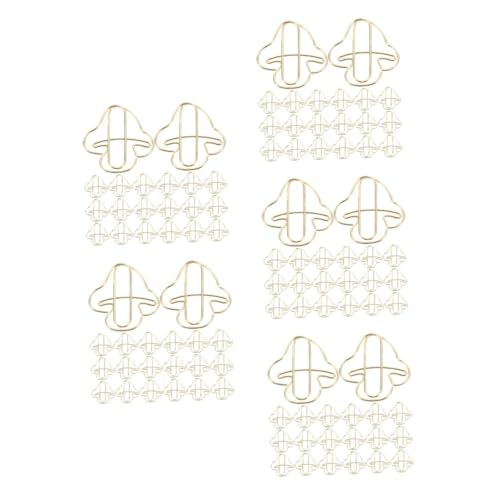 ARTIBETTER 5 Sätze Goldene Büroklammer Papierklammern Pilz-bürobedarf Pilzklammern Süße Büroklammern Kreative Büroklammern Clips Pilz-schreibtischzubehör Eisen 20 Stück * 5 von Artibetter