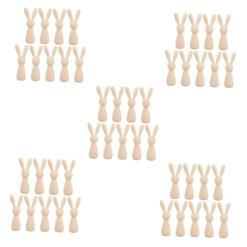 ARTIBETTER 5 Sätze Kaninchen DIY Tier Steckpuppe Kaninchen Blanko Puppe Hasen Hasen Tischdekor Für Kinderzimmer Steckpuppen Rohlinge Süße Gartenkaninchen 10 Stück * 5 von Artibetter