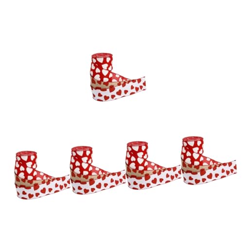 ARTIBETTER 5 Sätze Liebesband Grünes Drahtband Bänder Zum Basteln Dünn Herzen Band Mit Seidenband Ribbon Red White Valentinsband Verdrahtet Valentinstag Geschenkbänder Polyester 3 Rollen * 5 von Artibetter