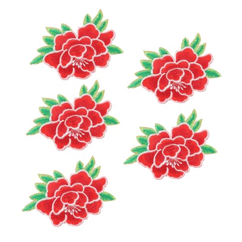 ARTIBETTER 5 Stück Bestickt Flicken Nähen Stoffflicken Für Die Reparatur Von Kleidung Blumen Gestickte Applikation Flicken Für Kleidung Kleidungsflecken Für Löcher Stickerei Polyester Rot von Artibetter