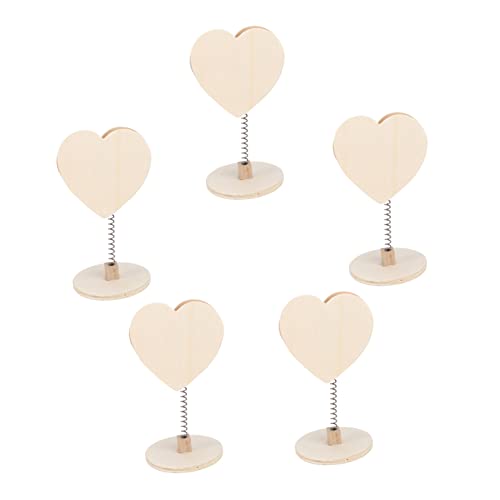 ARTIBETTER 5 Stück Herzförmige Note Clamps aus Naturholz Tischdekoration für Karten Fotos und DIY Projekte Stabil und Langlebig für Hochzeiten und Festliche Anlässe von Artibetter