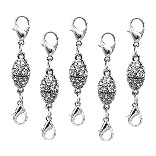 ARTIBETTER 5 Stück Olivenförmiger Strass Magnetverschluss Lobster Clip Silber für Diy Schmuckherstellung von Artibetter