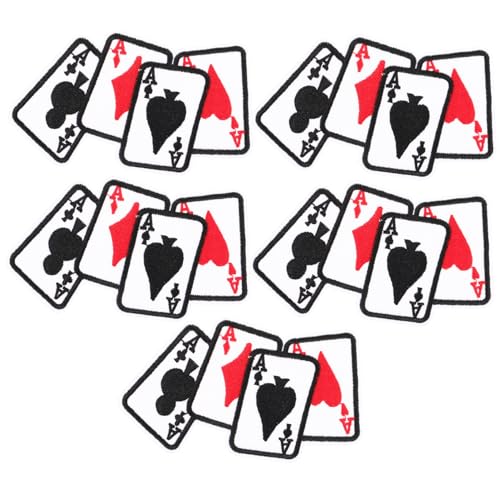 ARTIBETTER 5 Stück Poker Stil Stoffflicken Teiliges Stickereipatches zum Aufbügeln für Kleidung DIY Dekoration und Reparatur von Löchern für Jacken Taschen Hüte und Mehr von Artibetter