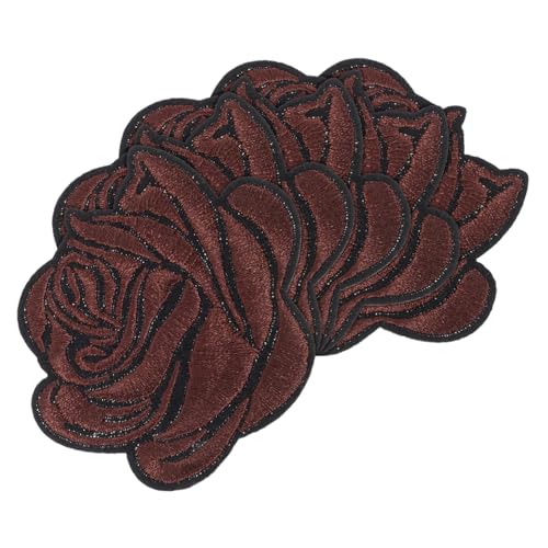 ARTIBETTER 5 Stück Rosenbeet Rosenapplikationen Kleidungsflicken Aufnäher mit Rosenstickerei Kleiderflicken Jeans-Patches bügel patches Außenseiter-Patch rosa Bügelflicken Baumwolle Brown von Artibetter