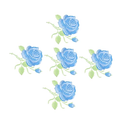 ARTIBETTER 5 Stück Stickmaterialien Applikationen Für Kleidung Stickerei Gestickte Flecken Für Kleidung Blumensticke Patches Flicken Aufnähen Hotfix Blumen- Blue Stickgarn von Artibetter