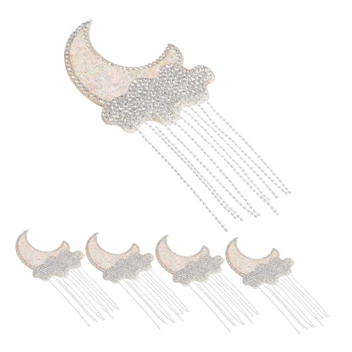 ARTIBETTER 5 Stück Teiliges Moon Rhinestone Applique mit Selbstklebenden Glitzernden Quasten und Wolken Hitzebeständige Dekorative Patches zum Aufbügeln für Kleidung Taschen Handyhüllen und von Artibetter