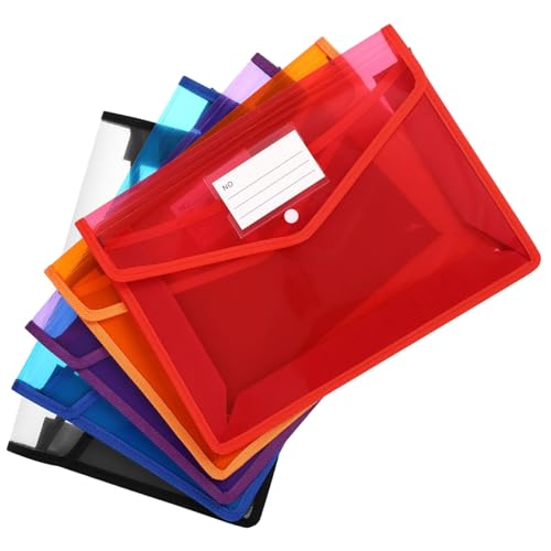 ARTIBETTER 5 Stück Transparente Kunststoff dokumententaschen mit Druckknopf Verschluss Erweiterbare Ordner mit Etikettenfächern Bunte Organizer für Büro und Schule ARTIBETTER 5 Stück Transparente Kunststoff dokumententaschen mit Druckknopf Verschluss Erweiterbare Ordner mit Etikettenfächern Bunte Organizer für Büro und Schule von Artibetter