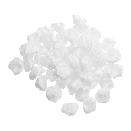 ARTIBETTER 50 Stück Band Rosenknospen Bandrosen Zum Basteln Weihnachtsband Blumen Satinblumen Weißes Polyester von Artibetter