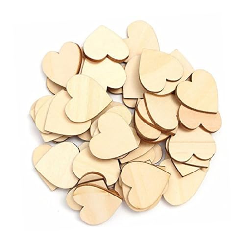 ARTIBETTER 50 Stück Blanko Herz Holzscheiben für DIY Bastelprojekte Unbeschichtet Natürliche Holzfarbe für Scrapbooking Dekoration Signage und Mehr von Artibetter