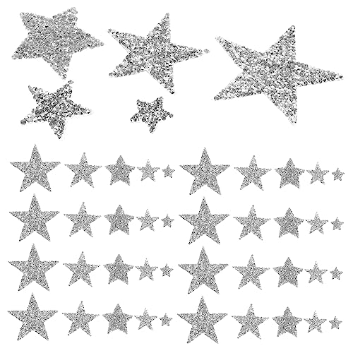 ARTIBETTER 50 Stück Bügelbilder Strass Fünfzacksterne Glitzer Patches für Kleidung Hüte Taschen Diy Applikationen für Projekte von Artibetter