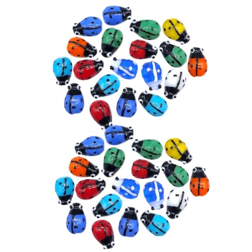 ARTIBETTER 50 Stück DIY Ladybug Glasperlen für Schmuckherstellung Ornamental Perlen zum Basteln von Armbändern und Anhängern für Handarbeiten und von Artibetter