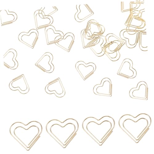 ARTIBETTER 50 Stück Herzförmige Büroklammern Dekorative Papierclips für Hochzeit Büro und Schule Robuste und Langlebige Klammern für Scrapbooking und Diy Projekte Goldene Farbauswahl Süße von Artibetter