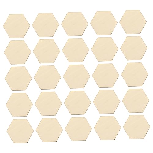 ARTIBETTER 50 Stück Hexagonale Holzchip -Dekorationen Etikett bunt Platten Formen Basteln Hartholz unvollendete vorgebohrte Ausschnitte und Ornamente hölzernes Sechseck Holz sechseck Bambus von Artibetter