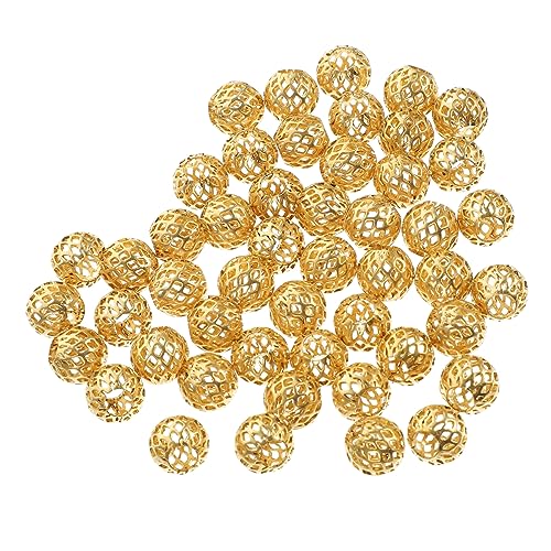 ARTIBETTER 50 Stück Hollow Design Metallperlen für Schmuckherstellung Kupferfarbe Beads für Armband und Diy Vielseitig Einsetzbar für Dekoration und Bastelprojekte von Artibetter