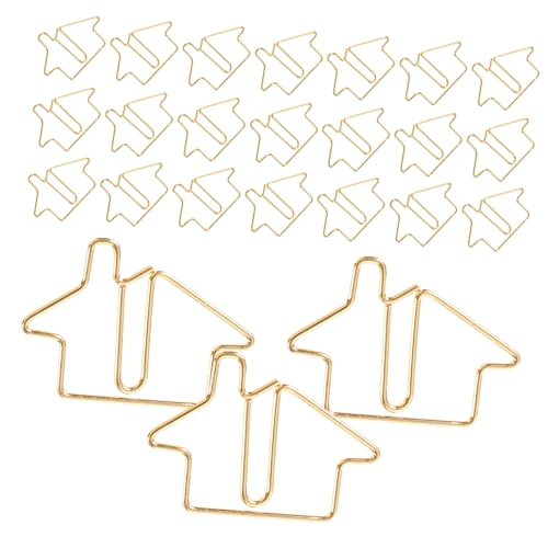 ARTIBETTER 50 Stück Metallhaus Lesezeichen Dokumentpapierclips Süße Büroklammern Dokumentieren Memo -papierclips Büroklammern in Hausform Lesezeichen Aus Papier Kohlenstoffstahl Golden von Artibetter
