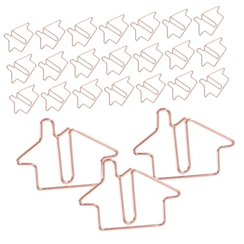 ARTIBETTER 50 Stück Metallhaus Lesezeichen Ordnerklammern Büroklammern Papierclips Office-Dokumentenklammern Form neuartige Büroklammern Entzückende Papierklammern Kohlenstoffstahl Roségold von Artibetter