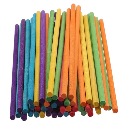 ARTIBETTER 50 Stück Runde Stäbe Modellmaterial Farbstäbe Breite Eisstiele Zum Basteln Hartholzdübel Massen Basteldübel Dübelstangen Farbige Bastelstäbe Für Rechteckiger Bambus von Artibetter
