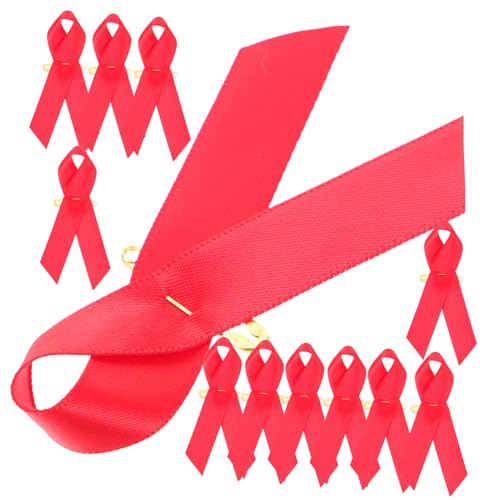 ARTIBETTER 50 Stück Wiederverwendbare Rote Fundraising Ribbons mit Sicherheitsnadeln Awareness Ribbons für Aktivitäten Dekorative Schleifen für Kleidung und Accessoires von Artibetter