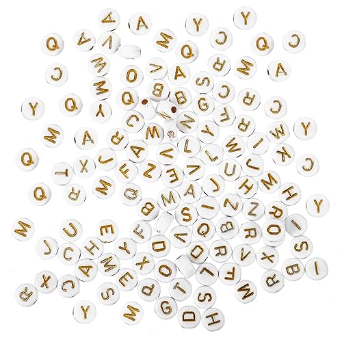 ARTIBETTER 500 Stück Buchstabenperlen Acrylperlen für Diy Armbänder Ohrringe Runde Goldene Buchstabenperlen für Basteln und Persönliche Schmuckstücke von Artibetter
