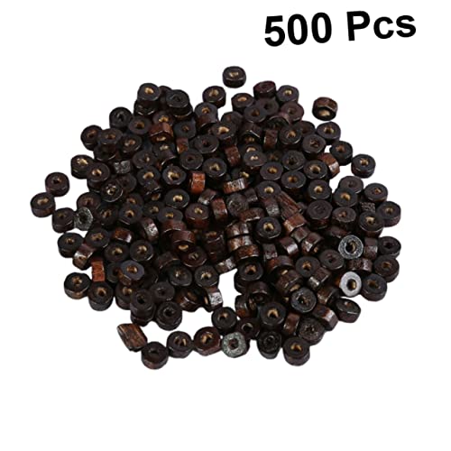 ARTIBETTER 500 Stück Holzperlenhalter Lieferungen Runde Perlen Löcher sortiert Handwerk Abstandsperlen Holz Kleine Holzperlen Armband Herstellung Abstandsperlen zum Basteln Bambus Kaffee von Artibetter