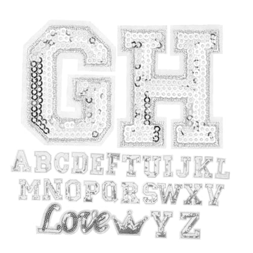 ARTIBETTER 56 Stück Aufnäher Mit Buchstabenstickerei Gestickte Buchstaben Zum Aufbügeln Nähen Zum Aufbügeln Flicken Aufbügeln Pailletten-buchstaben-aufnäher Zum Aufbügeln Silver Polyester von Artibetter