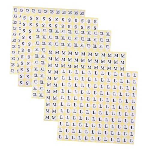 ARTIBETTER 5Er-Packungen Pack Kleidergrößen Aufkleber Selbstklebende Etiketten für Xs S Xl für T Shirts und Mäntel Klare Druckqualität und Einfach Anzubringen von Artibetter