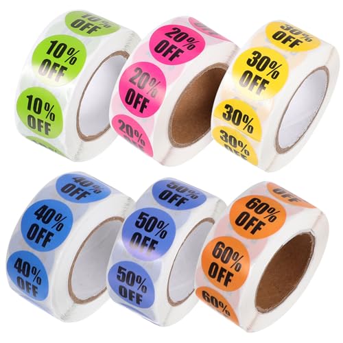 ARTIBETTER 6 Rollen -Logo -Aufkleber Form Größe Name entfernbare Etiketten farbig runde Farbaufkleber Selbstklebende Aufkleber selbstklebende runde Zahlenetiketten beschichtetes Papier von Artibetter