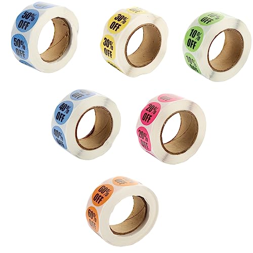 ARTIBETTER 6 Rollen Logo-aufkleber Klein Große Weiße Klebeetiketten Liste Aufkleber -tags Für Den Einzelhandel Prozent Business -aufkleber Für Zeichen Ziehen Um Papier von Artibetter
