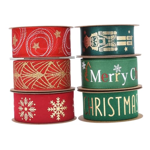 ARTIBETTER 6 Rollen Teiliges Weihnachtsgeschenkband Breit Goldfoliertes Geschenkverpackungsband für DIY Weihnachtskränze Schleifen Sträuße Baumdekorationen Festliche Verpackungsschleifen ARTIBETTER 6 Rollen Teiliges Weihnachtsgeschenkband Breit Goldfoliertes Geschenkverpackungsband für DIY Weihnachtskränze Schleifen Sträuße Baumdekorationen Festliche Verpackungsschleifen von Artibetter