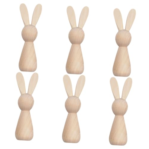 ARTIBETTER 6 Stück Kaninchen aus Holz Osterausschnitte Ostern unfertige Holzscheiben ostern hausdekorationen Holzdekoration Hase Ostern Holztisch Ornament Hasenausschnitt aus Holz Beige von Artibetter