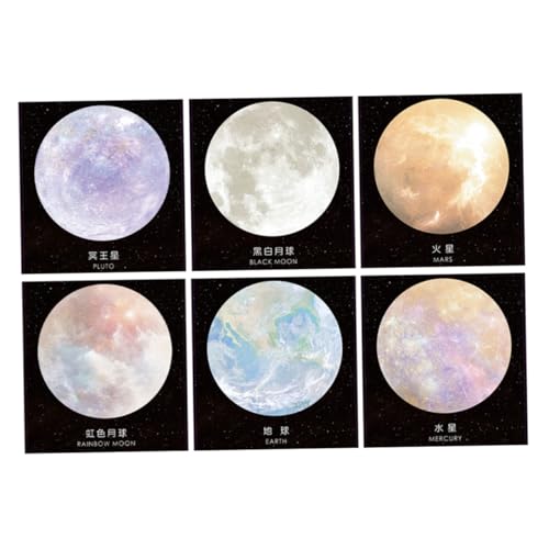ARTIBETTER 6 Stück Planet-Haftnotizen Platz für das Mauspad Planeten-Aufkleber Mondaufkleber Zurück zum Schulraumthema -Aufkleber Mondkratzen Mauspad rund Papier von Artibetter