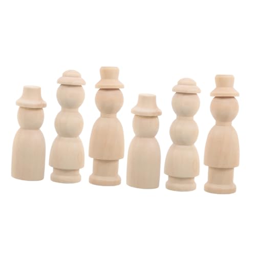 ARTIBETTER 6 Stück Puppenmann Holzpuppen DIY Malerei Unbemalte Holzpuppen Leere Holzpuppen Unvollendete Holzpuppen DIY Graffiti Holzpuppen Holzmenschen DIY Bemalte Holzpuppen Beige von Artibetter