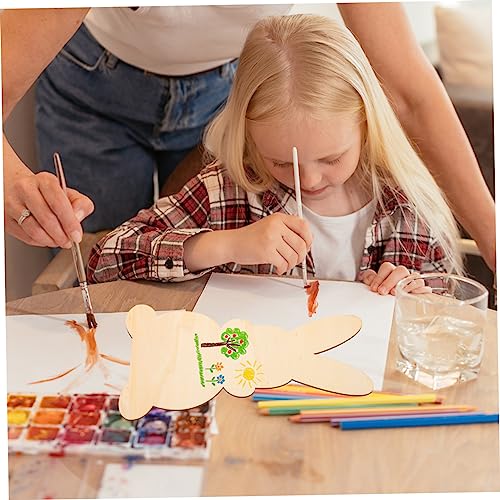 ARTIBETTER 6 Stück Teiliges Holzhasen Deko zum Bemalen Blanke Holzscheiben für DIY Graffiti Glatte Holzstücke für Frühlingsdekoration und Bastelbedarf Vielseitige Osterhasen Holzfiguren von Artibetter