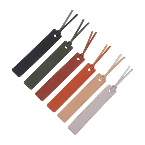 ARTIBETTER 6 Stück Teiliges Pu-leder Lesezeichen mit Lederband Doppelseitige Buchseitenmarkierer Vintage Stil Vielseitig als Book Ribbon für Schüler Leser Schriftsteller Buchzubehör Geschenk von Artibetter