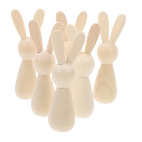 ARTIBETTER 6 Stück Teiliges Unfertige Holz Kaninchenpuppen zum Bemalen DIY Bastelset für Osterdekoration Naturbelassene Holzfiguren für Kreative Gestaltung für Familien von Artibetter