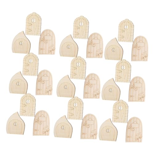 ARTIBETTER 60 Stück Miniature Unpainted Fairy Doors DIY Holzset für Garten Büro Fenster Deko Kleine Zaubertüren Bastelset Beige von Artibetter
