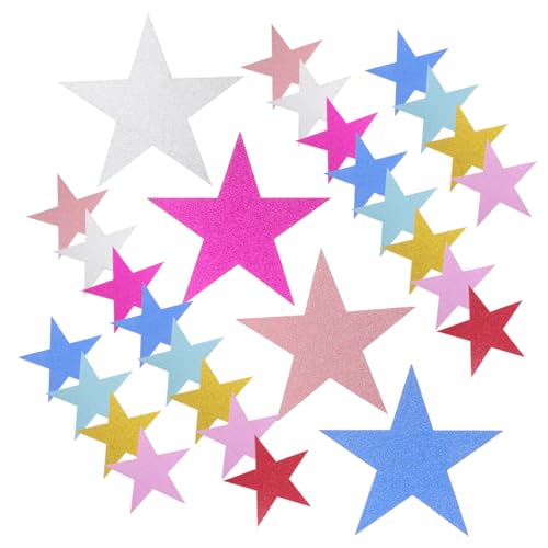 ARTIBETTER 80 Stück Glitzernde Sterndekoration Sternausschnitte Dekorationen Wandtattoos Wanddekoration Schulzeitung Ausschnitte Klassenzimmerausschnitte Bürozubehör Bunte Ausschnitte Papier von Artibetter