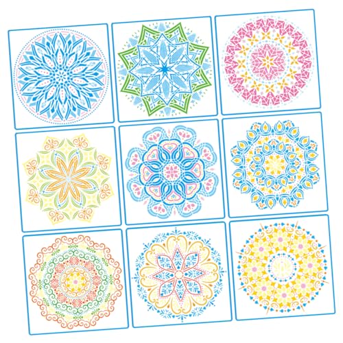 ARTIBETTER 9 Blätter Große Mandala Schablonen Teiliges Wiederverwendbarem Pet für Wand und Bodenmalerei für Diy Projekte und Kreative Wohnraumgestaltung von Artibetter