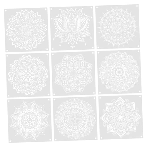 ARTIBETTER 9 Blätter Mandala Vorlagen Lineal Tragbare Teenager Schablonen Praktische Teenager Schablonen Zarte Blumenvorlagen Tragbare Schablonen Praktische Schablonen von Artibetter