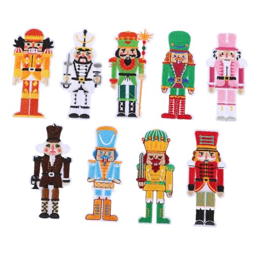 ARTIBETTER 9 Stück Stickaufkleber Nussknacker-partyzubehör Aufnäher Zum Aufbügeln Weihnachten Aufnäher Für Jacken Weihnachten Aufbügeln Weihnachtsapplikationen Nussknackerstoff Polyester von Artibetter