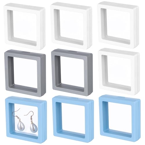 ARTIBETTER 9 Stück Transparente Schmuck display Schwebendem Rahmen Minimalistischer Desktop Display Stand aus Kunststoff für Stilvolle Präsentation von Schmuck und Sammlerstücken von Artibetter