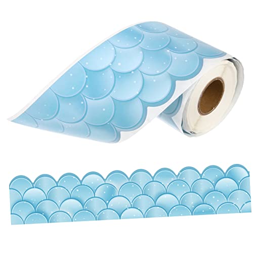 ARTIBETTER Ankündigungsrand Aufkleber Display Rand Gerüschte Memotafel Retro Streifenränder Schulanfangstafel Wandaufkleber Pinnwand Rand Pinnwände Kupferplatten Aufkleber Blau von Artibetter