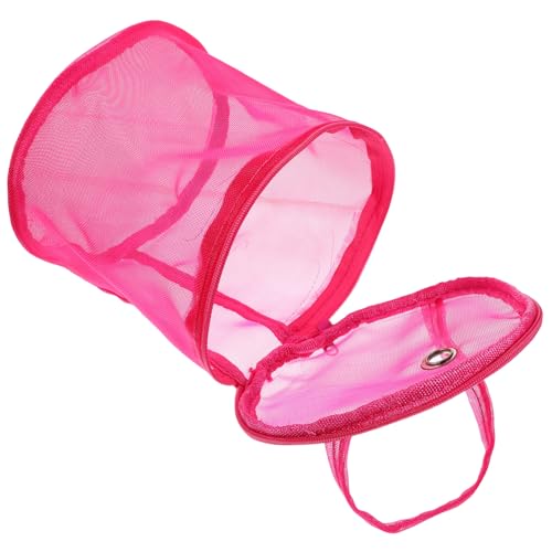 ARTIBETTER Aufbewahrungstasche Für Wollgarn Und Häkelutensilien Nylon Mesh Mit Tragegriff Kleine Rosafarbene Aufbewahrung Für Garnkugeln Und Zubehör von Artibetter