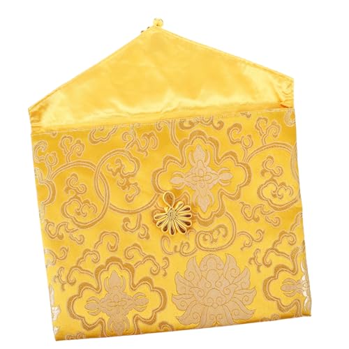 ARTIBETTER Aufbewahrungstasche für Schriften bestickte Tasche klein Beutel Gebet religiös Aufbewahrungstasche für Stickereien buddhistisches Zen-Bucheinschlagtuch Stoff Yellow von Artibetter
